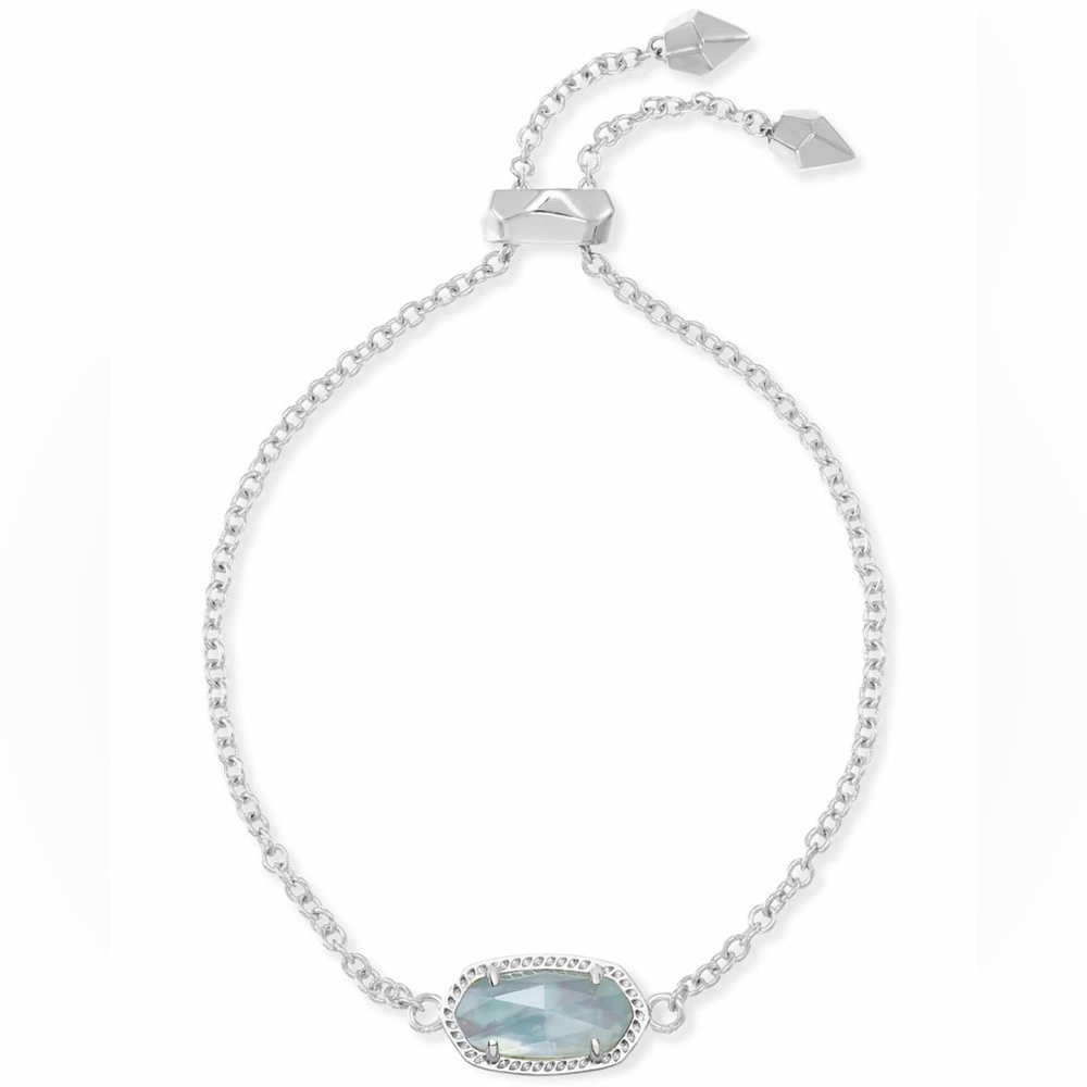Kendra Scott Elaina Silver Adjustable Chain Bracelet in Light Blue Illusion